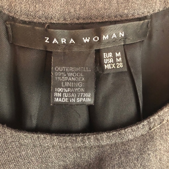 Zara Woman Charcoal Gray Wool Blend Shift Dress Medium - Picture 2 of 10